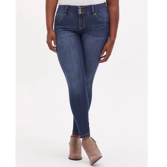 TORRID First At Fit Blue Denim Skinny Jegging Plus Size 20 Short - Picture 1 of 11